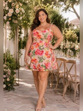 DB Studio Floral Lace Mini Dress - Wedding Guest Garden Party Size 18
